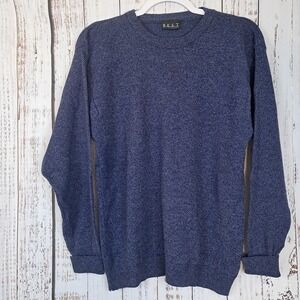 BEST de LA REDOUTE M Women's 100%Lambswool Heathered Blue Sweater Long Sleeve